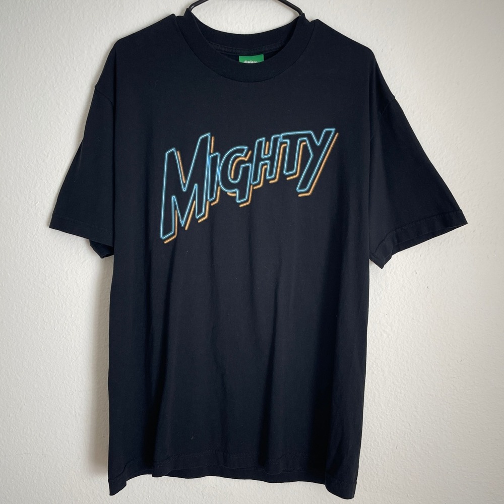 Mighty Healthy NYC Neon Graphic T-Shirt L‎ Black USA Made Retro Skate Streetwear